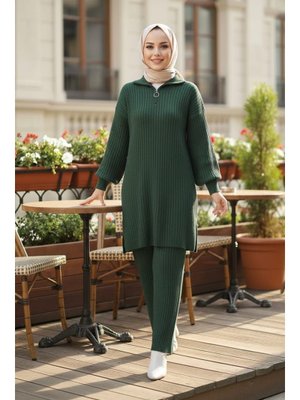 Fitilli Zümrüt Yeşili Triko İkili Takım 60381zy