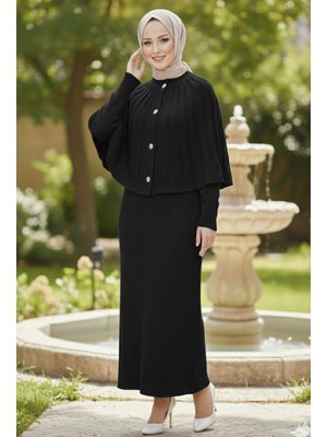 Siyah Bolerolu Triko Elbise