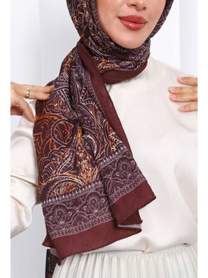 Bordo Desenli Kraş Şal