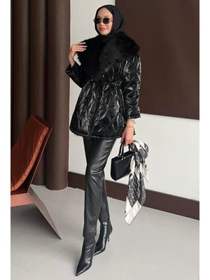 Siyah Kürk Yakalı Mont