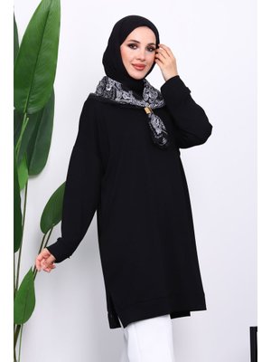 Siyah Bisiklet Yaka Modal Tunik