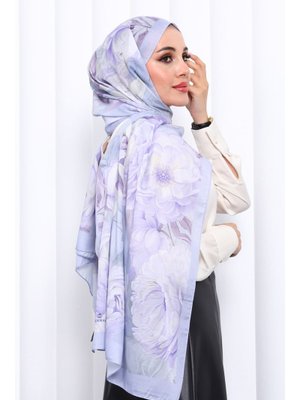 Lila Desenli Soft Dijital Şal