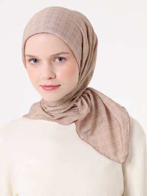 Bej Fort Eşarp Kutu Desen