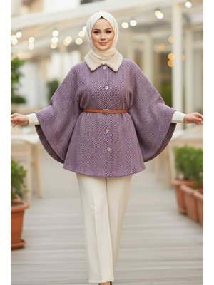 Fuşya Fusya Zikzak Desenli Kemerli Pamço