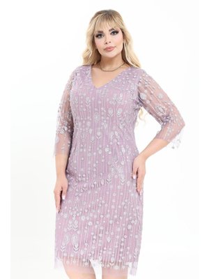 Büyük Beden Lila Kısa Abiye Elbise