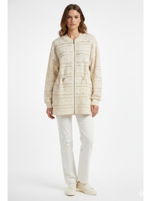 Örgü Dokulu Fermuarlı Ceket