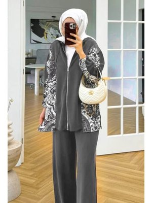 Antrasit Desenli Oysho İkili Takım