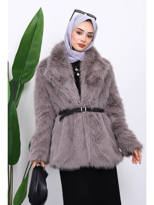 Vizon Kemerli Kısa Kürk Kaban