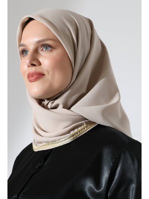 Bej Biyeli Bürümcük Düz Şifon Eşarp