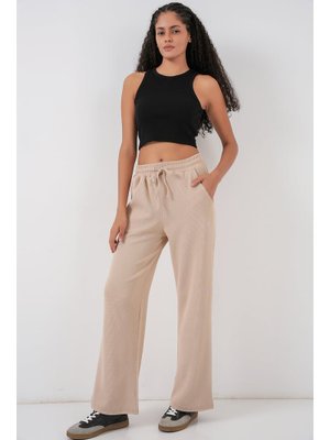 Bej Fitilli Pantolon