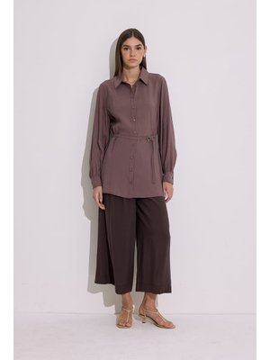 Gül Kurusu Modal Kemerli Gömlek