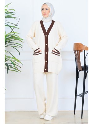 Taş Rengi Cepli Triko Takım