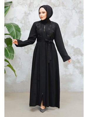 Nakış İşlemeli Siyah Ferace 29124s