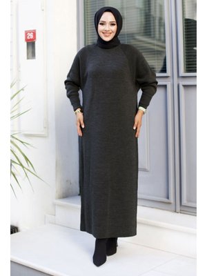 Antrasit Reglan Kol Triko Elbise