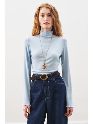 Mavi Balıkçı Yaka Bluz