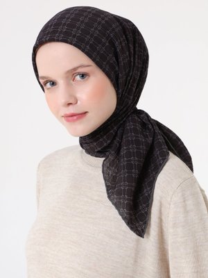 Siyah Fort Eşarp Kutu Desen