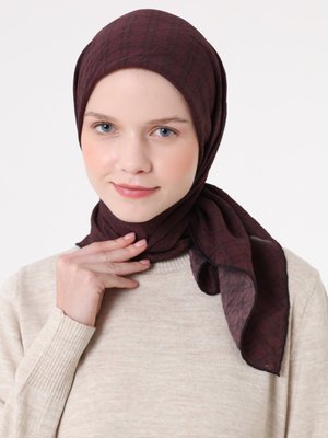 Bordo Fort Eşarp Kutu Desen Koyu