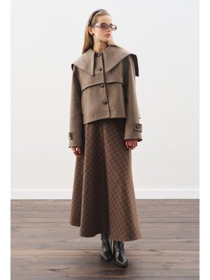 Vizon Düğme Detaylı Kaşe Ceket