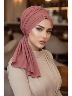 Koyu Pudra Tokalı Abiye Bone Şal