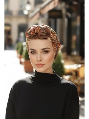 Desen Arkadan Bağlanabilir Desenli Bone Türban,db