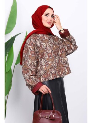 Taba Etnik Desenli Kısa Ceket