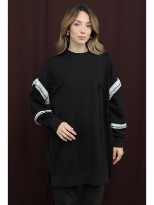 10718tun Kolları Fırfır Detaylı Tunik