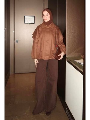 Taba Pelerinli Nubuk Ceket