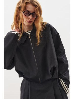 Siyah Ekoseli Bomber Ceket