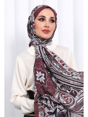 Bordo Desenli Kraş Şal