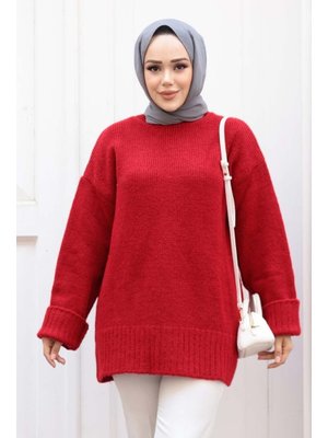 Kırmızı Triko Kazak Tunik 87181k