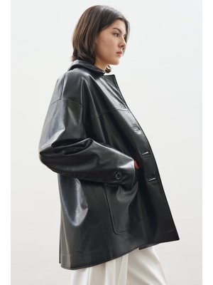 Siyah Klasik Kesim Deri Ceket