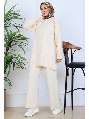 Taş Rengi Taşlı Triko Takım