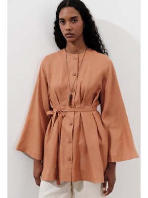 Turuncu Keten Pensli Tunik