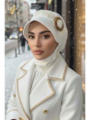 Beyaz Gold Tokalı Şapka