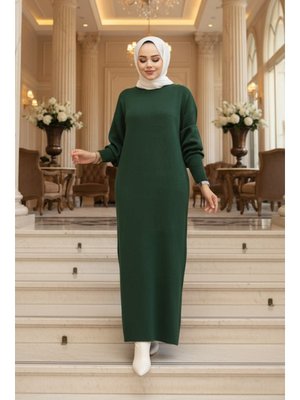 Zümrüt Yeşili Triko Elbise 17205zy