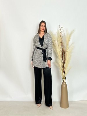 Siyah Büyük Beden Lü Bluzlu Pantolonlu Ceketli Takım