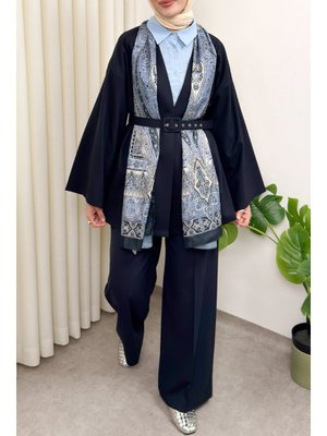 Lacivert Kemerli Kimono Takım