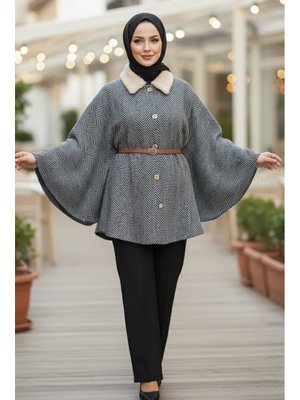 Bej Zikzak Desenli Kemerli Pamço