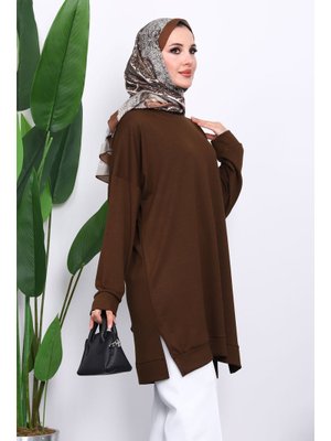 Kahverengi Bisiklet Yaka Modal Tunik