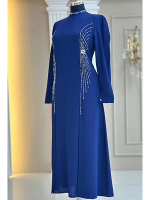 Lacivert Duru Abiye Elbise