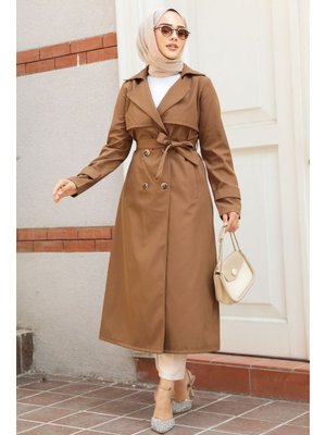 Düğmeli Taba Trençkot 6103tb