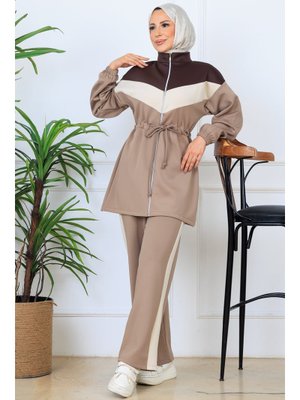 Vizon Beli Büzgülü Kemerli Scuba Takım