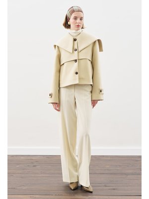Düğme Detaylı Kaşe Ceket Kum