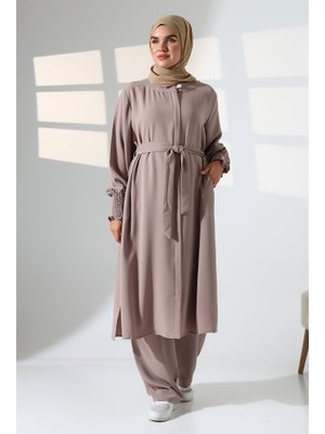 Vizon Keten Hac Ve Umre Kıyafeti Kemerli İkili Takım