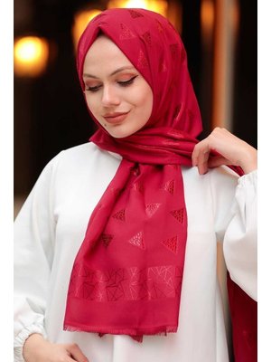 Üçgen Desenli Bordo Şal 45910br