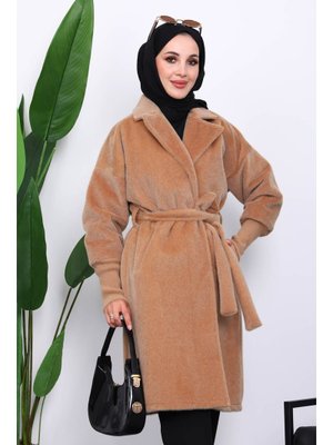 Vizon Bel Kuşaklı Çift Cepli Angora Kaban