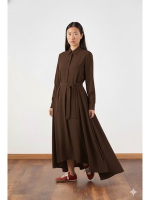 A Pile Ekstra Salaş Elbise Kahve