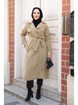 Kemerli Açık Haki Trençkot 62481ahk