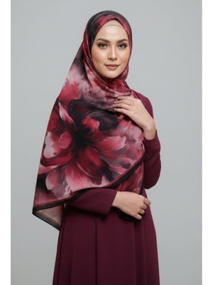 Bordo Mystic Flora Serisi Pamuk Şal
