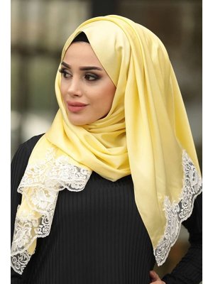 Dantelli İpek Görünümlü Şal